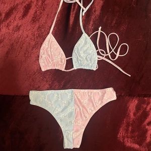 Baby pink and blue dancer/club/bikini/stripper outfit